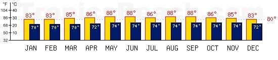 Kingstown, SAINT VINCENT GRENADINES temperatures. A minimum temperature of 81F C is recommended for the beach!