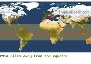 Equatorial distance from Ajaccio, CORSICA !