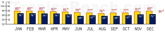 Saint Gilles, REUNION ISLAND temperatures. A minimum temperature of 81°F C is recommended for the beach!
